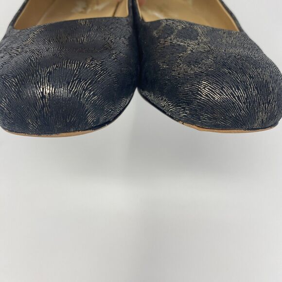 TROTTERS Signature 7.5W Slip On Wedges Metallic Black Animal Print Office Heels - Picture 14 of 16